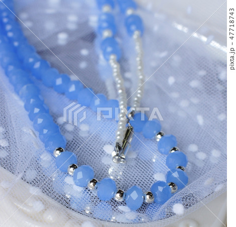 ガラスビーズネックレス(ハンドメイド) ガラスビーズネックレス(ハンドメイド) 47718743