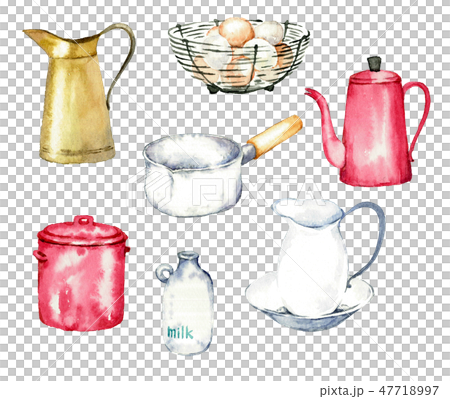 Watercolor set of retro kitchen goods Watercolor set of retro kitchen goods 47718997