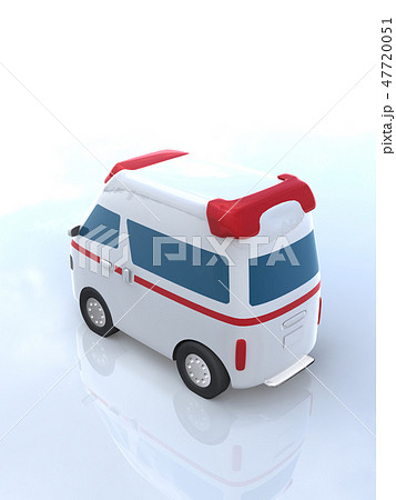 Cg 3d イラスト 立体 デザイン 車 救急車 医療 病院 保険 ケガ 病気 緊急 かわいいのイラスト素材