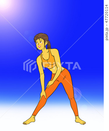 ヨガフィットネスをする女性(青空) ヨガフィットネスをする女性(青空) 47720114