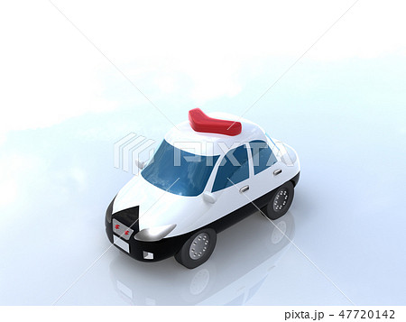 Cg 3d イラスト 立体 デザイン 車 パトカー 警察 犯罪 防犯 パトロール かわいいのイラスト素材