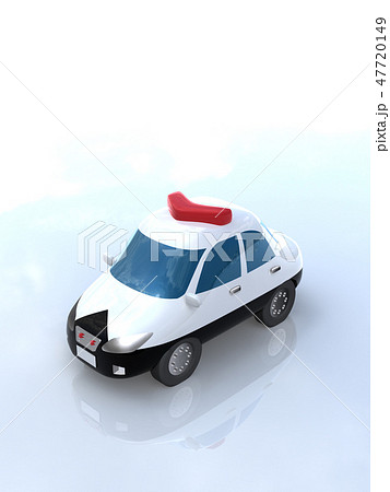 Cg 3d イラスト 立体 デザイン 車 パトカー 警察 犯罪 防犯 パトロール かわいいのイラスト素材