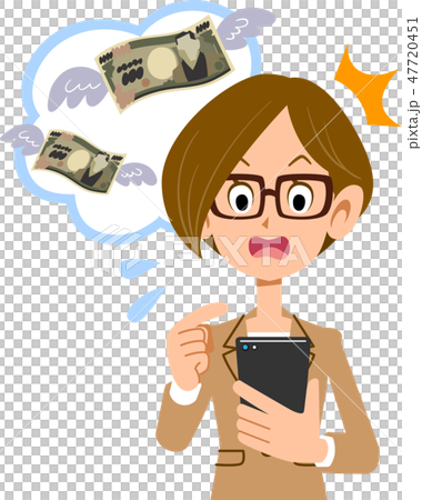 携帯電話の使用料に驚くスーツ姿の女性 ビジネスウーマン 携帯電話の使用料に驚くスーツ姿の女性 ビジネスウーマン 47720451