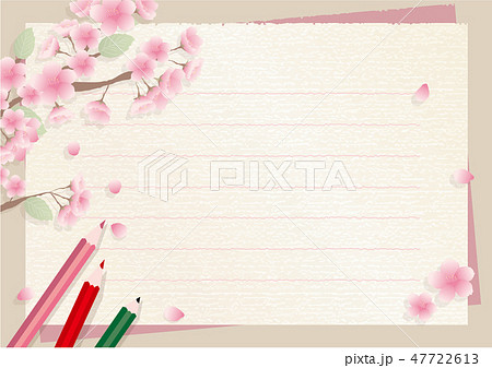 春の便箋フレームのイラスト素材 47722613 Pixta