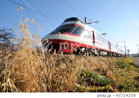 猫じゃらしと長野電鉄特急ゆけむり号 47724259