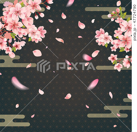 桜と舞う花びらのイラスト素材