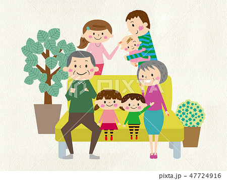 一家団欒なかよし家族、三世代勢揃い 47724916
