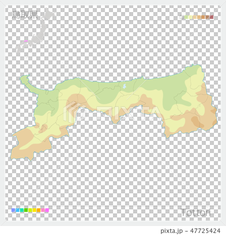 鳥取県の地図（等高線・色分け） 47725424