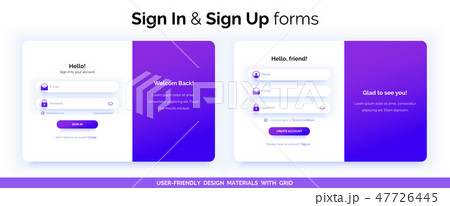 Set of Sign Up and Sign In forms. Purple gradient. 47726445