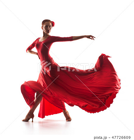 woman dancer wearing red dress woman dancer wearing red dress 47726609