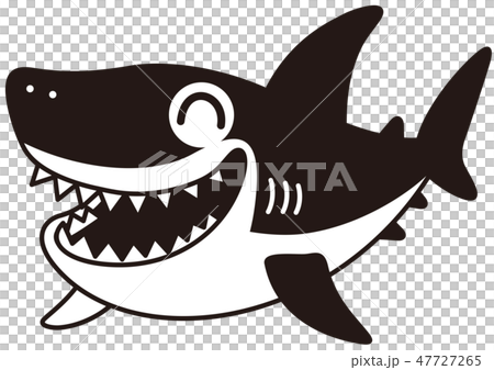笑顔　サメ　モノクロ 47727265
