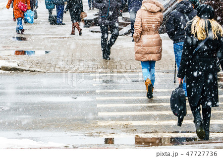 Winter City Slippery Sidewalk 47727736