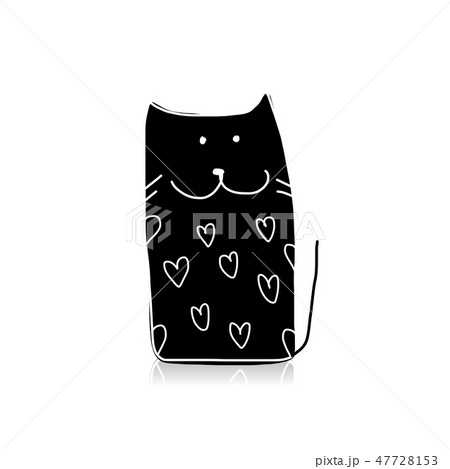 Black cat silhouette, sketch for your design 47728153