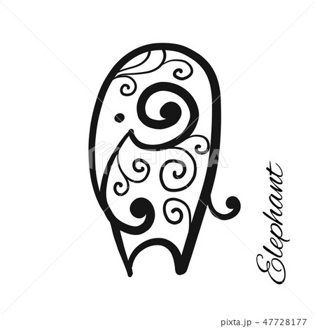 Ornate elephant, sketch for your design 47728177