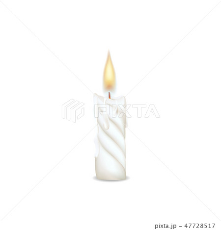 Candle flame burning on white background 47728517