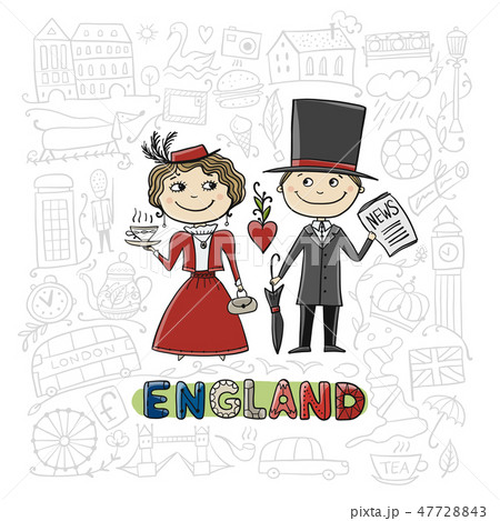 Travel to England. Greeting card for your design Travel to England. Greeting card for your design 47728843
