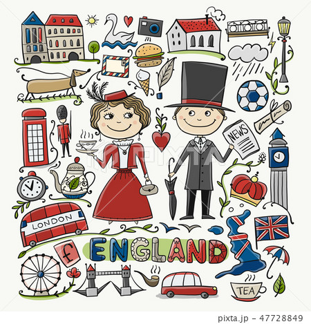 Travel to England. Greeting card for your design Travel to England. Greeting card for your design 47728849