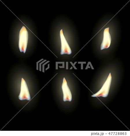 Candle different flame lights on black background 47728863
