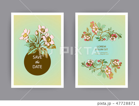 Botanical sakura wedding invitation card design Botanical sakura wedding invitation card design 47728871