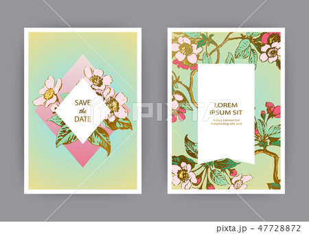 Botanical sakura wedding invitation card design 47728872