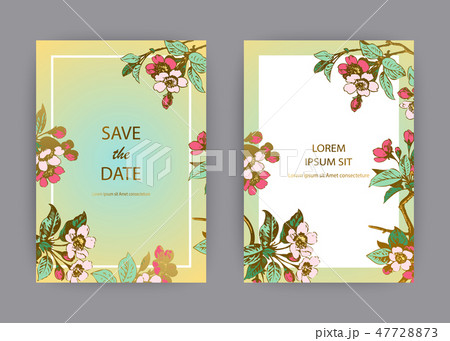 Botanical sakura wedding invitation card design Botanical sakura wedding invitation card design 47728873