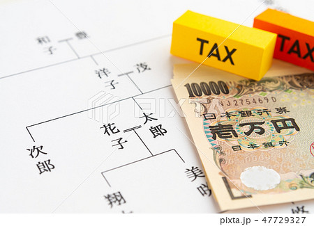 家系図　税金　TAX　相続税　配偶者　夫婦　被相続人　相続ルール　寄与相続分 47729327