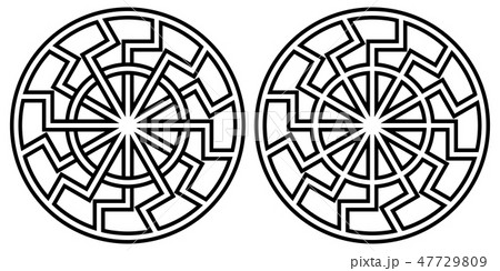 Symbol pagan sun sign curves rays, vector sun icon 47729809