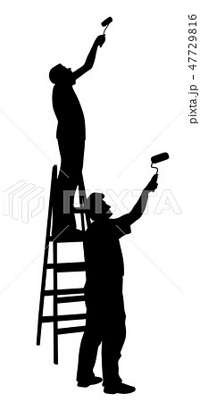 Two men painters painting wall 47729816