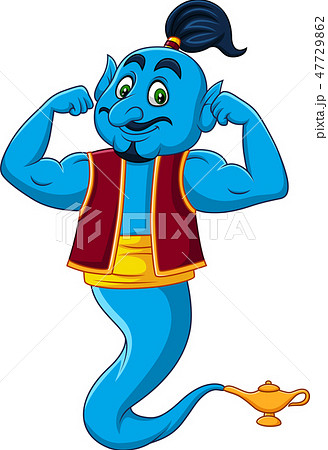 Cartoon Strong Genie Isolated On White Backgroundのイラスト素材