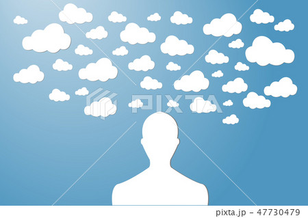 The man with his head in the clouds vector The man with his head in the clouds vector 47730479
