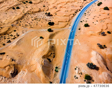 Road in the desert aerial view Road in the desert aerial view 47730636