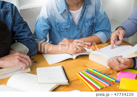 Students studying and brainstorming campus at the university edu Students studying and brainstorming campus at the university edu 47734220