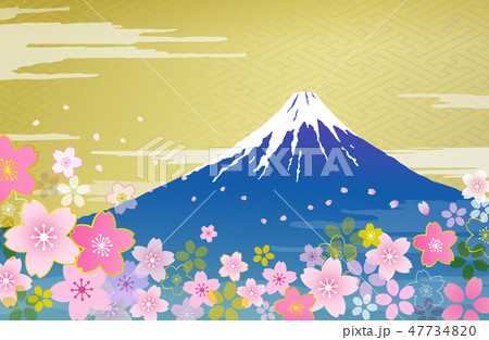 富士山と桜のイラスト素材