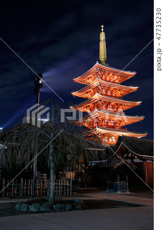 東京 浅草 金龍山浅草寺 五重塔 ライトアップ 東京 浅草 金龍山浅草寺 五重塔 ライトアップ 47735230