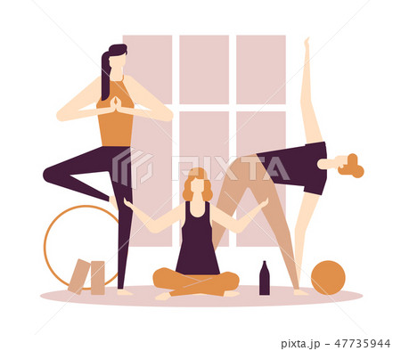 Yoga practice - flat design style colorful illustration Yoga practice - flat design style colorful illustration 47735944