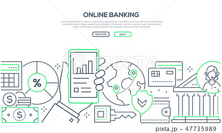 Online banking - modern line design style web banner 47735989