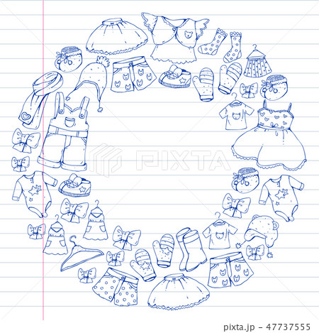 Children clothes. Background for babies, kids patterns. Children clothes. Background for babies, kids patterns. 47737555