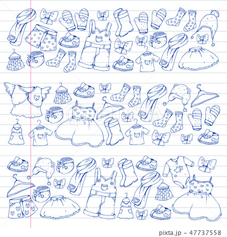 Children clothes. Background for babies, kids patterns. Children clothes. Background for babies, kids patterns. 47737558