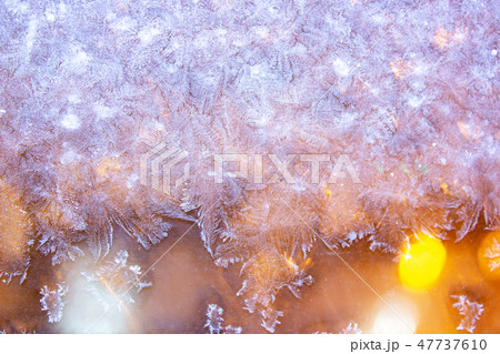 Frozen morning window, blurred ice background 47737610