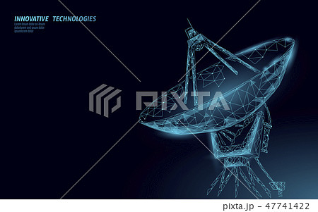 Polygonal radar antenna space defence abstract technology concept. Scanning detect military danger 47741422