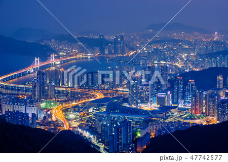 Busan cityscape Gwangan Bridge at night Busan cityscape Gwangan Bridge at night 47742577