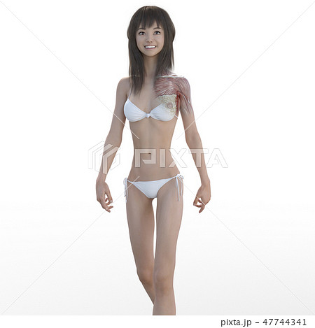 女性　解剖　筋肉　３DCG　イラスト素材 47744341