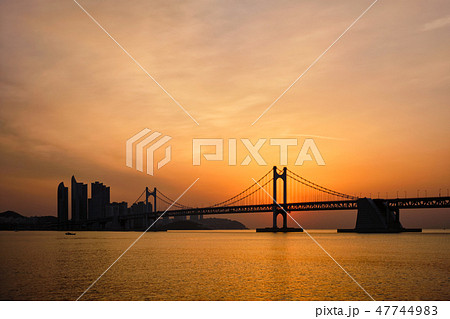 Gwangan Bridge on sunrise. Busan, South Korea Gwangan Bridge on sunrise. Busan, South Korea 47744983