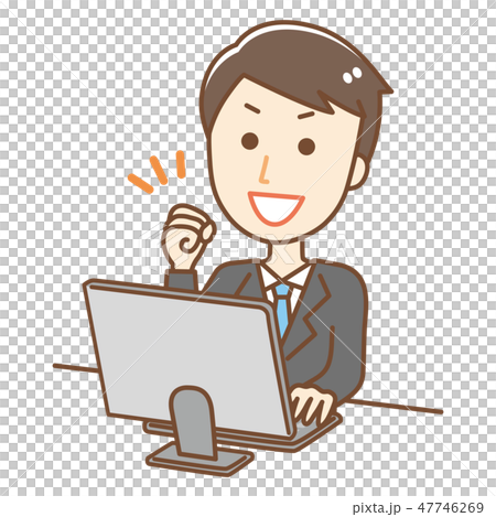 Male Guts pose to operate a personal computer 47746269