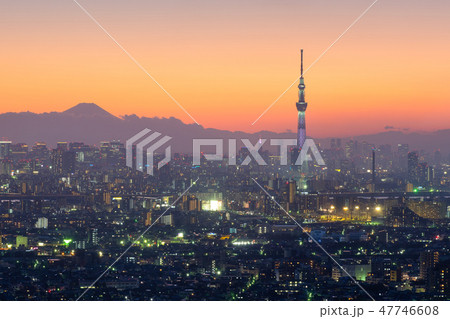 Aerial view of Tokyo city at twilight 47746608