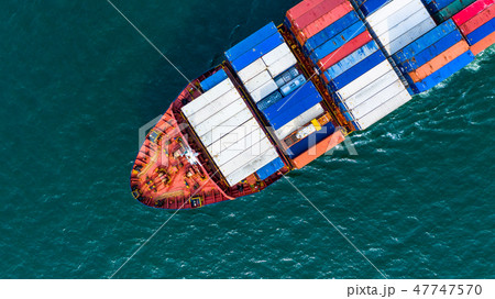 Aerial view container ship carrying container Aerial view container ship carrying container 47747570