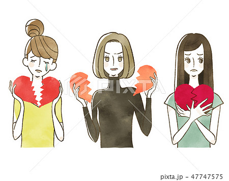 割れたハート-女性 47747575