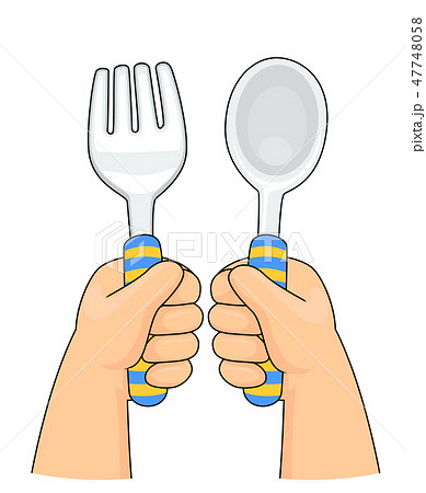 Toddler Hands Spoon Fork Illustration Toddler Hands Spoon Fork Illustration 47748058