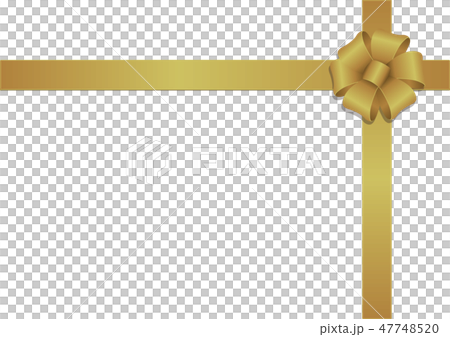 クロスしたリボン・リボンフラワーイラスト/ゴールド 47748520