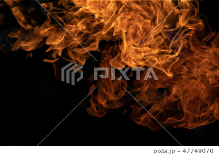 Closeup Fire flames on black background. 47749070